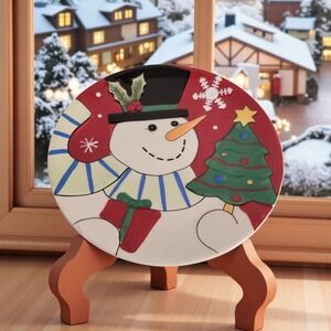 Fitz and Floyd Snack 3D Canape Plate Snowman Holiday Sweet Christmas Holiday 8"